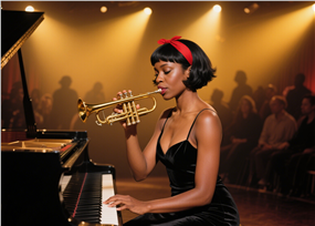 演唱会吹奏乐器弹钢琴的美女图片